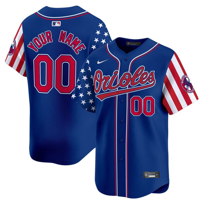 Baltimore Orioles 2025 Independence Day Vapor Premier Limited Custom Jersey - All Stitched