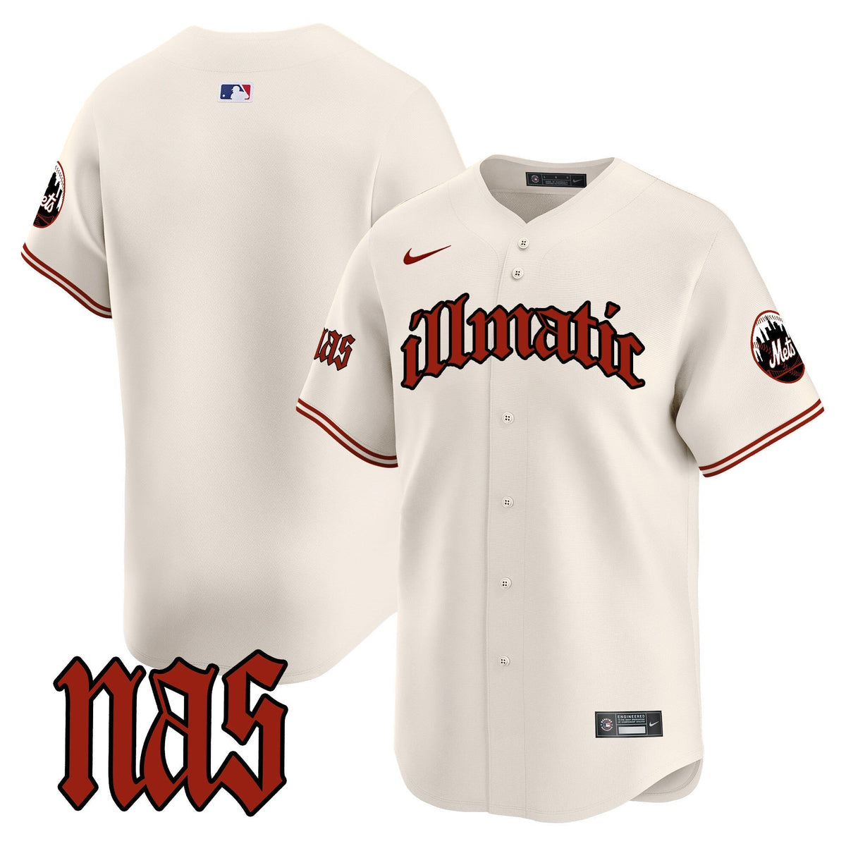 Men's Mets Nas Illmatic Vapor Premier Limited Jersey - All Stitched