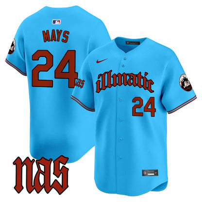 Men's Mets Nas Illmatic Vapor Premier Limited Jersey - All Stitched