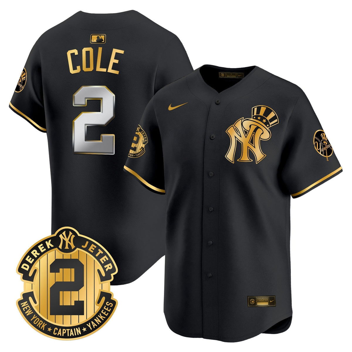 Men's New York Yankees Derek Jeter Patch Vapor Premier Limited Jersey V2 - All Stitched