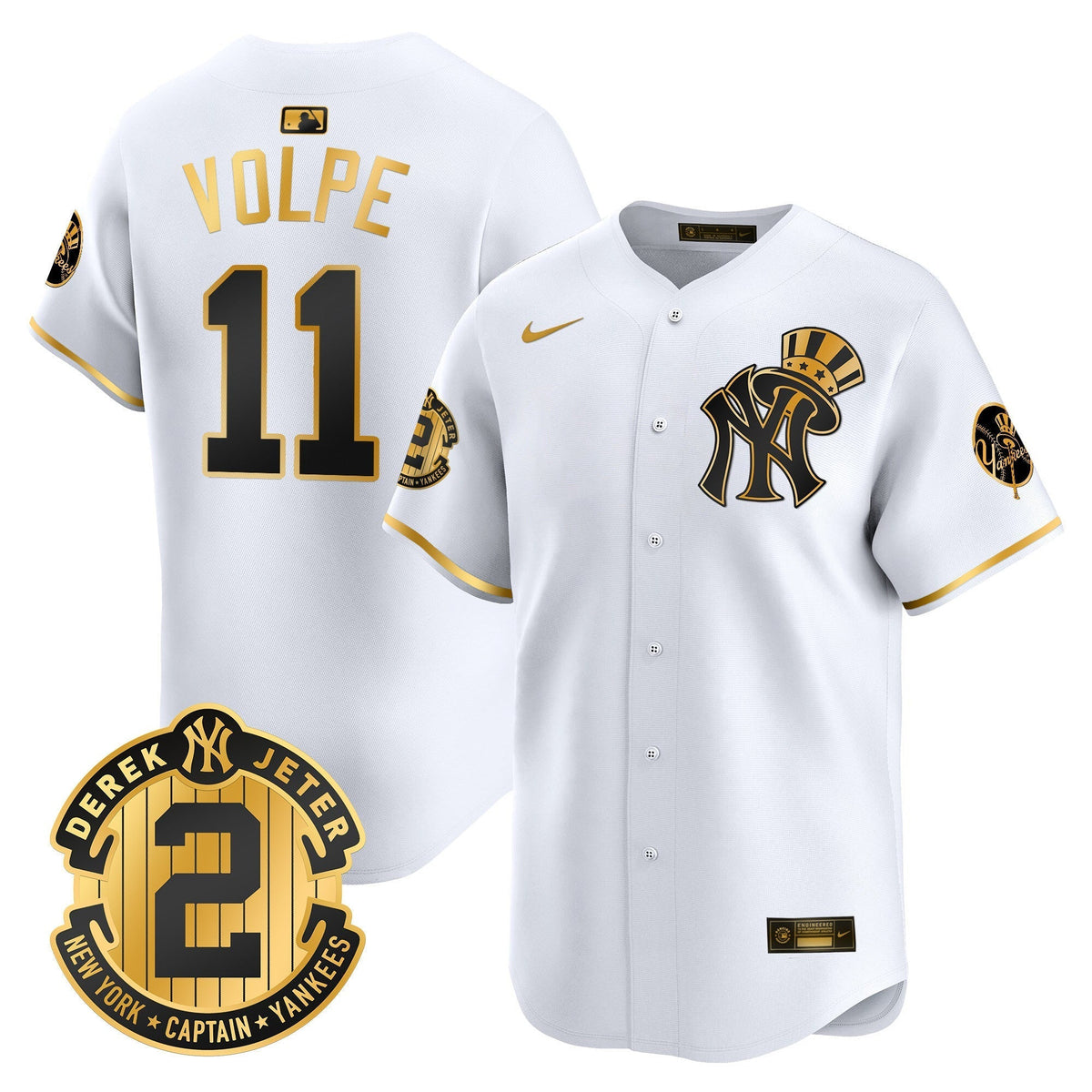 Men's New York Yankees Derek Jeter Patch Vapor Premier Limited Jersey V2 - All Stitched