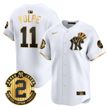 Men's New York Yankees Derek Jeter Patch Vapor Premier Limited Jersey V2 - All Stitched