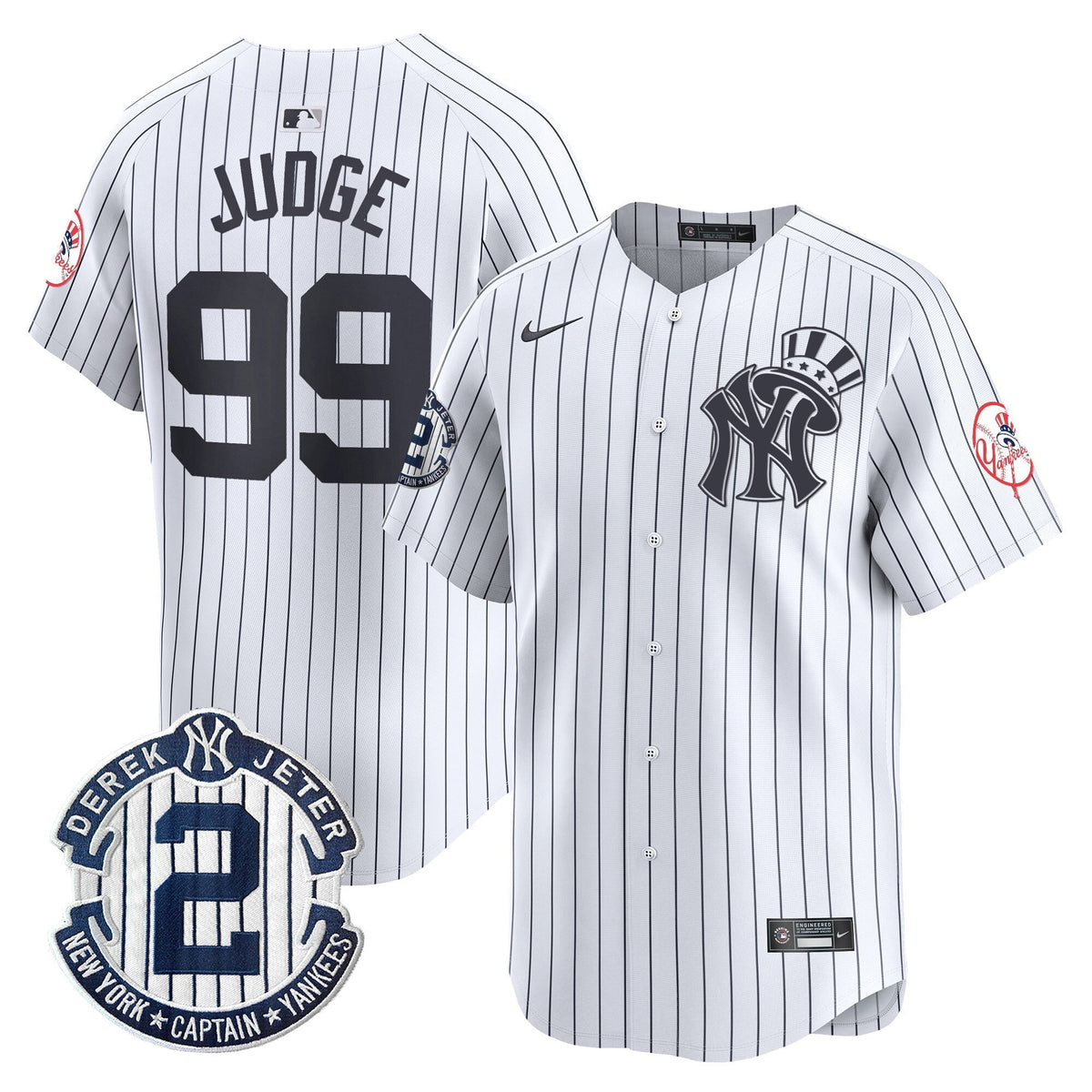 Men's New York Yankees Derek Jeter Patch Vapor Premier Limited Jersey V2 - All Stitched