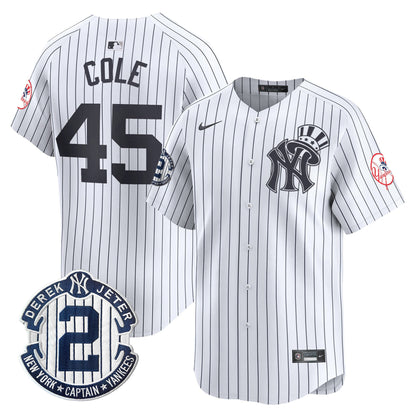 Men's New York Yankees Derek Jeter Patch Vapor Premier Limited Jersey V2 - All Stitched