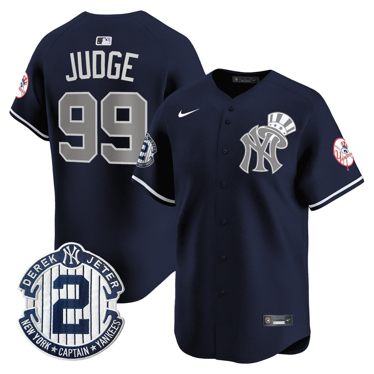 Men's New York Yankees Derek Jeter Patch Vapor Premier Limited Jersey V2 - All Stitched