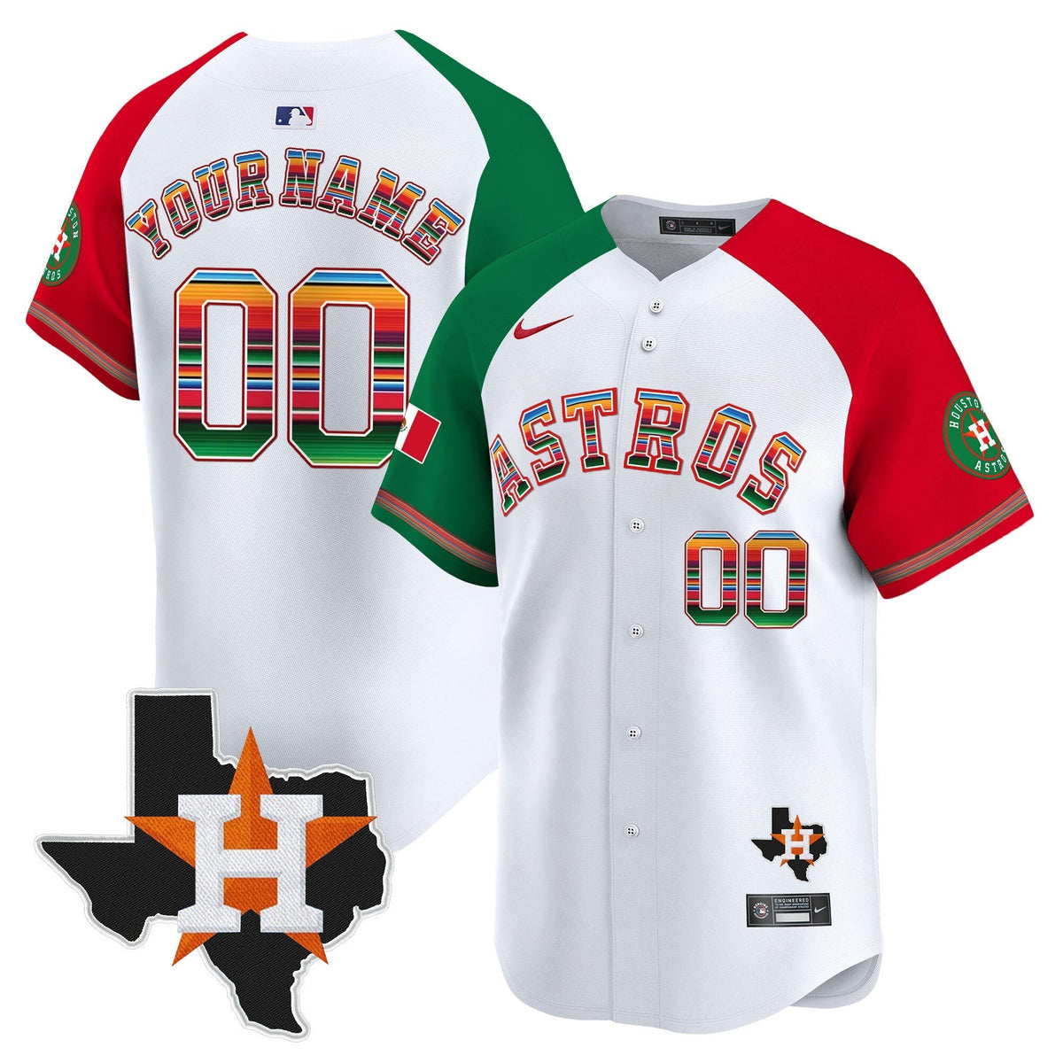 Astros Mexico Texas Patch Vapor Premier Limited Custom Jersey - All Stitched