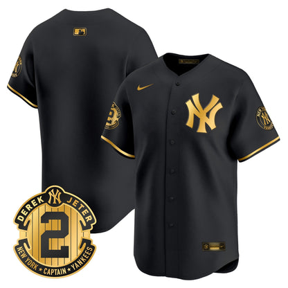 Men's Yankees Derek Jeter Patch Vapor Premier Limited Jersey - All Stitched