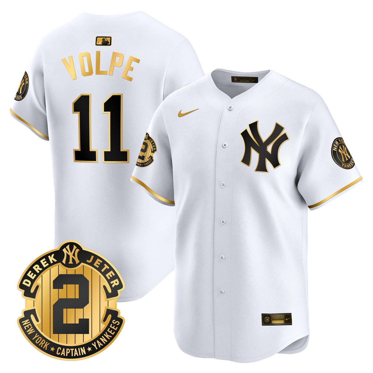 Men's Yankees Derek Jeter Patch Vapor Premier Limited Jersey - All Stitched