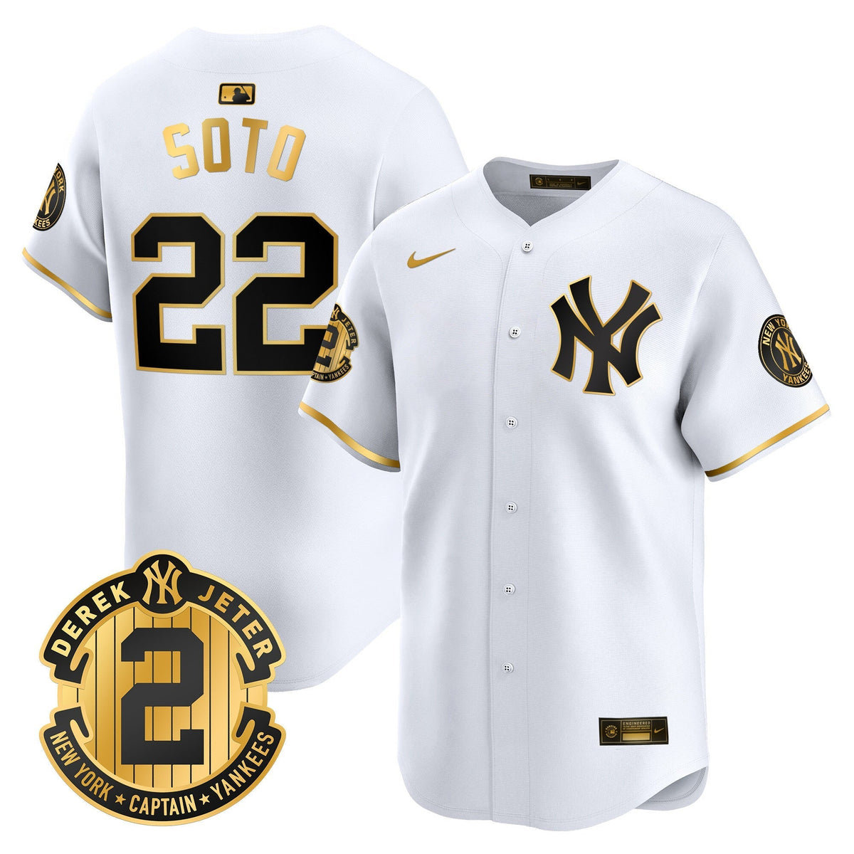 Men's Yankees Derek Jeter Patch Vapor Premier Limited Jersey - All Stitched