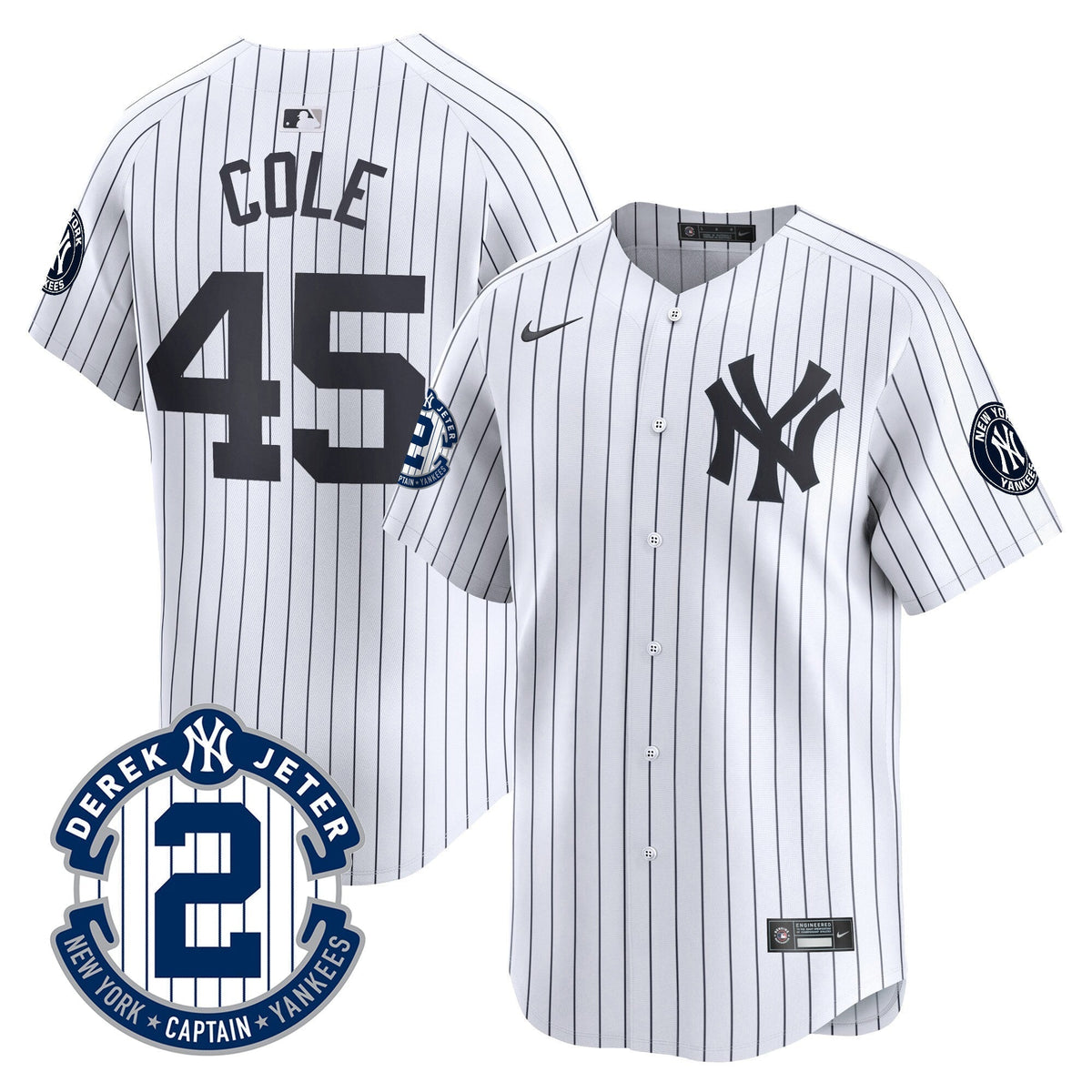 Men's Yankees Derek Jeter Patch Vapor Premier Limited Jersey - All Stitched