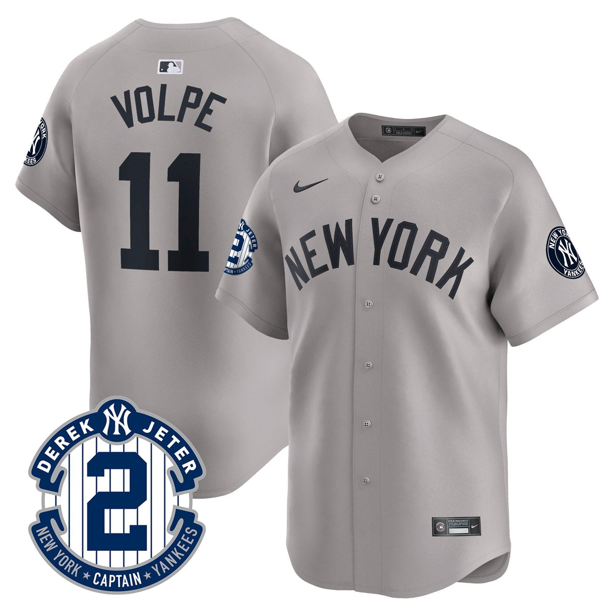 Men's Yankees Derek Jeter Patch Vapor Premier Limited Jersey - All Stitched