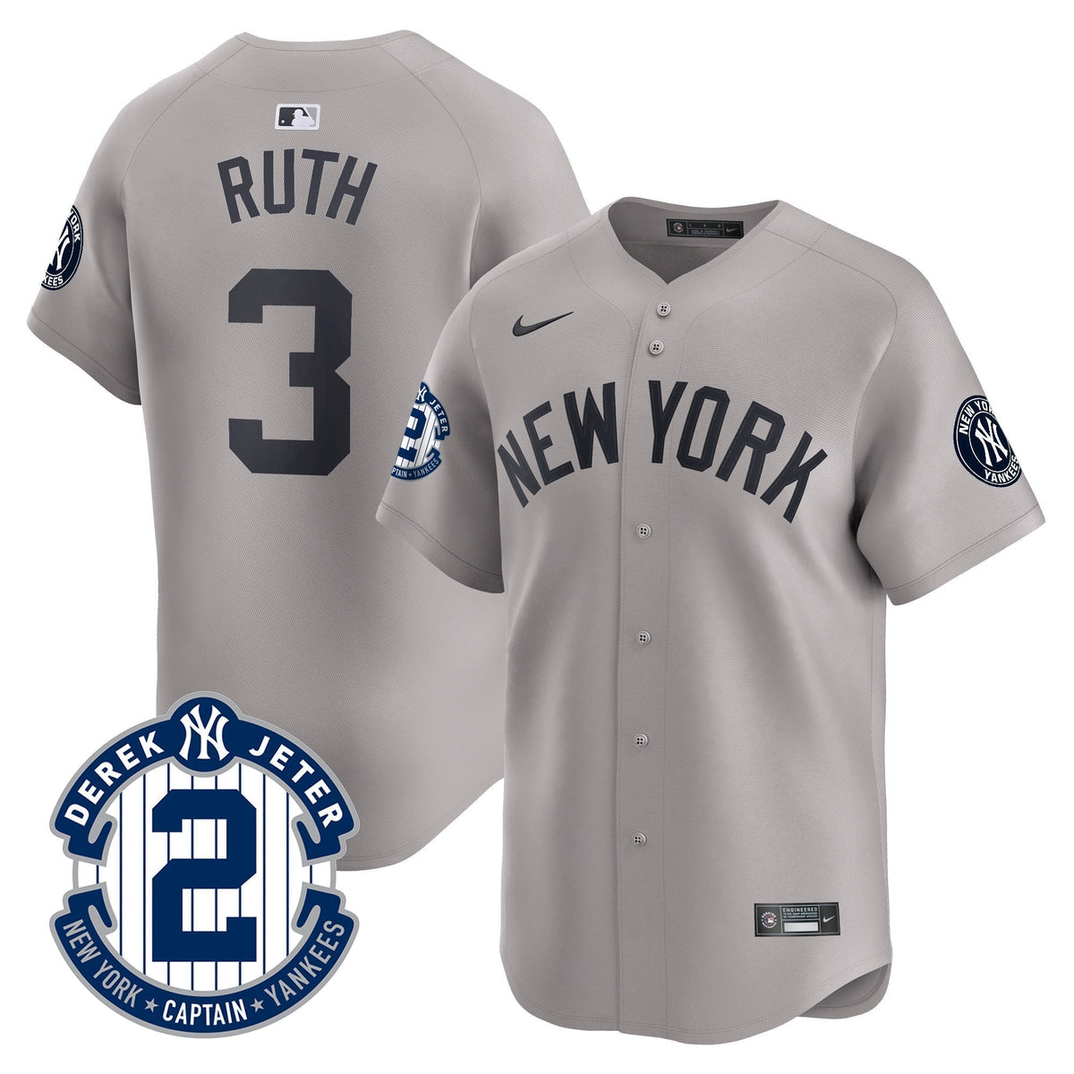 Men's Yankees Derek Jeter Patch Vapor Premier Limited Jersey - All Stitched