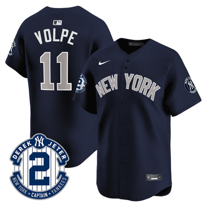 Men's Yankees Derek Jeter Patch Vapor Premier Limited Jersey - All Stitched