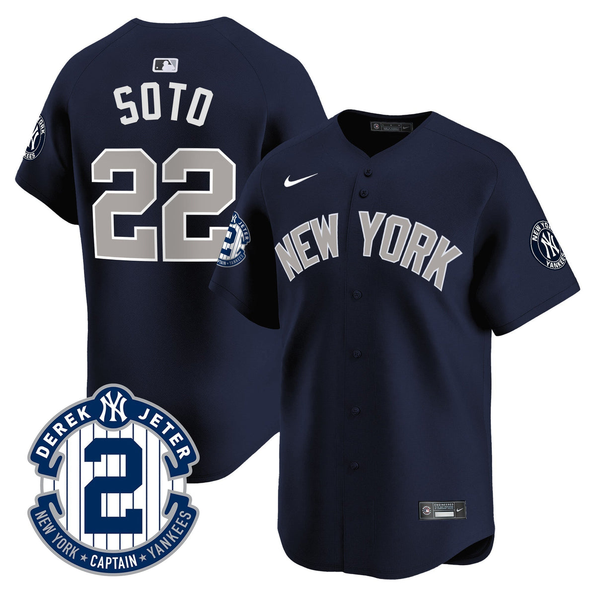Men's Yankees Derek Jeter Patch Vapor Premier Limited Jersey - All Stitched