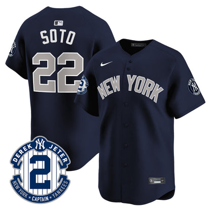 Men's Yankees Derek Jeter Patch Vapor Premier Limited Jersey - All Stitched