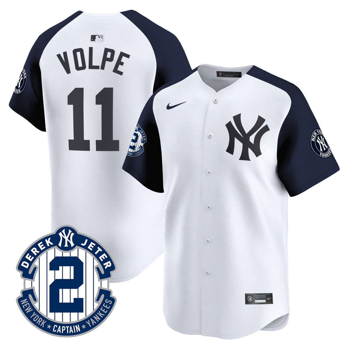 Men's Yankees Derek Jeter Patch Vapor Premier Limited Jersey - All Stitched