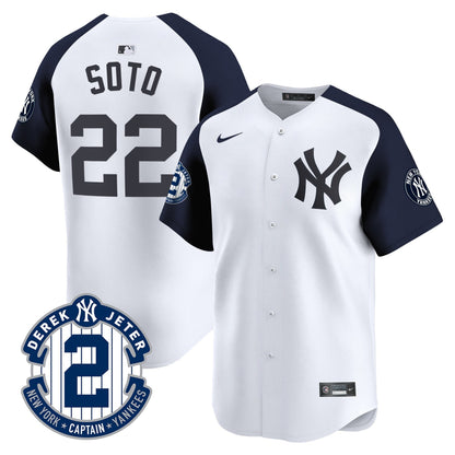 Men's Yankees Derek Jeter Patch Vapor Premier Limited Jersey - All Stitched