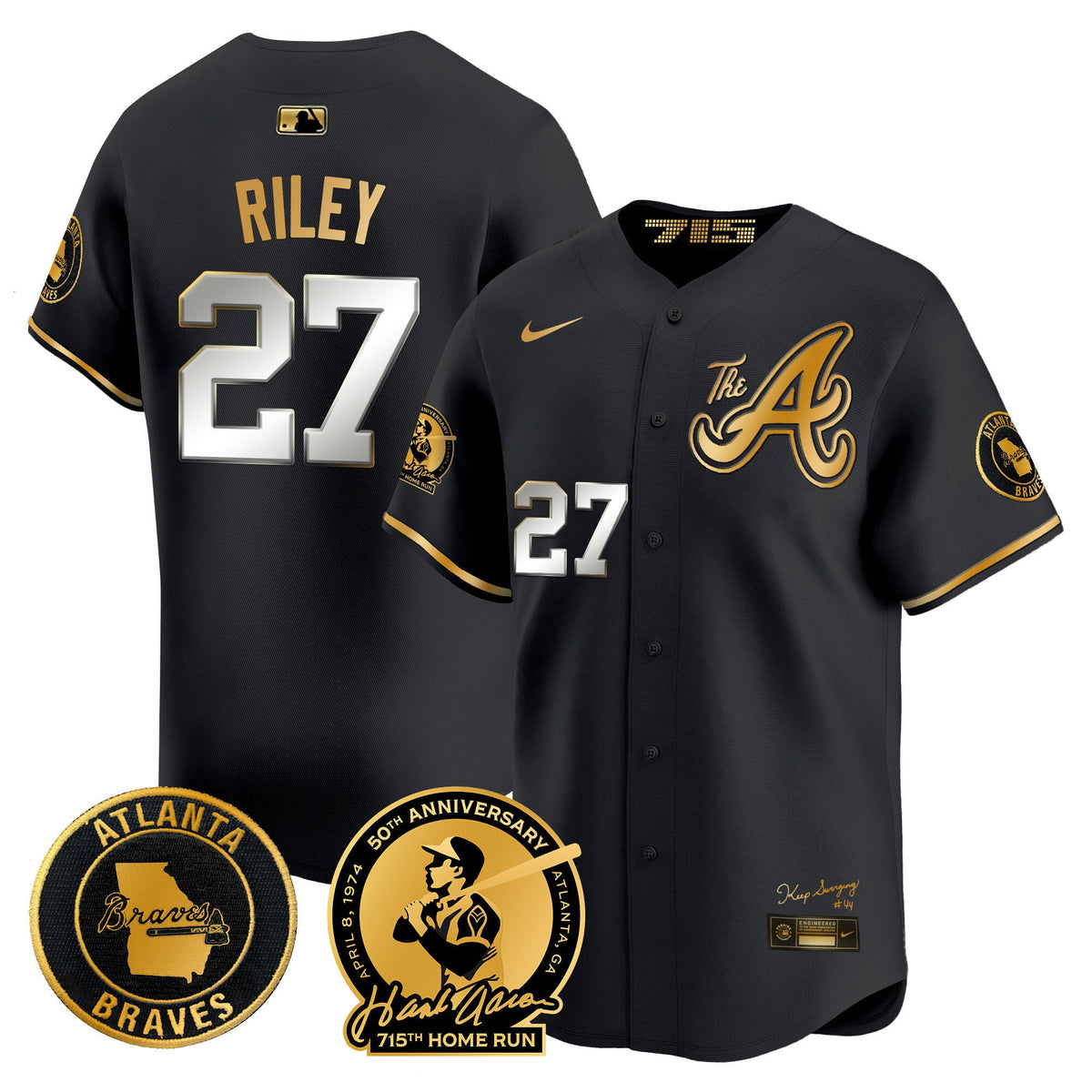  Atlanta Braves Hank Aaron 715th Home Run Patch Vapor Premier Limited Jersey V2 - All Stitched