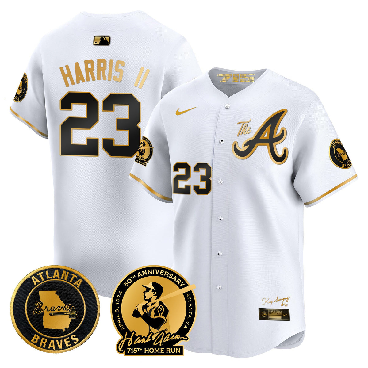  Atlanta Braves Hank Aaron 715th Home Run Patch Vapor Premier Limited Jersey V2 - All Stitched