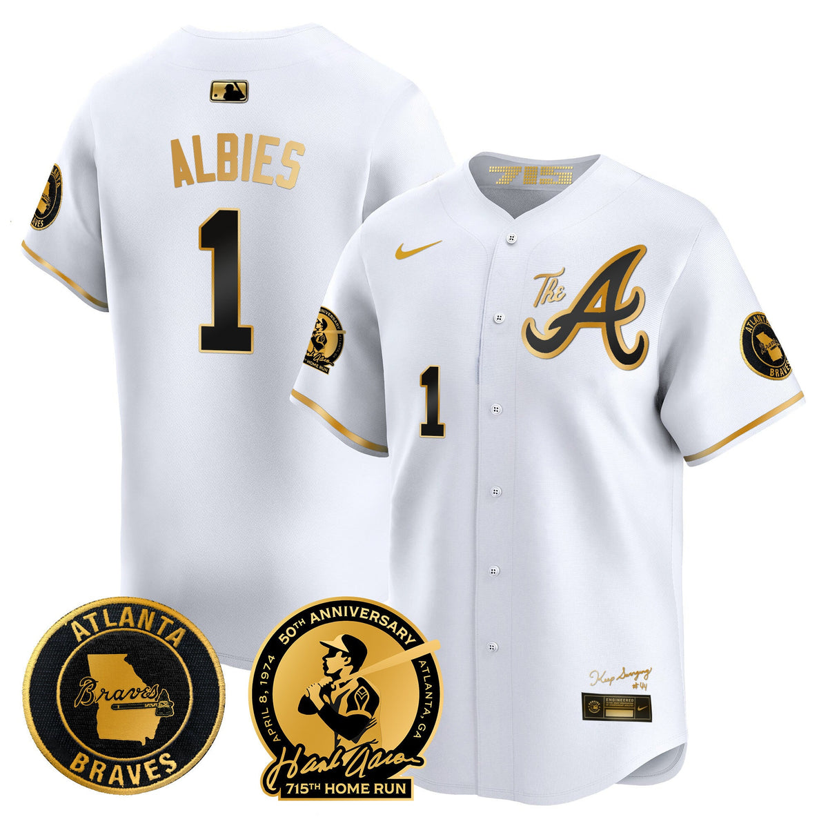  Atlanta Braves Hank Aaron 715th Home Run Patch Vapor Premier Limited Jersey V2 - All Stitched