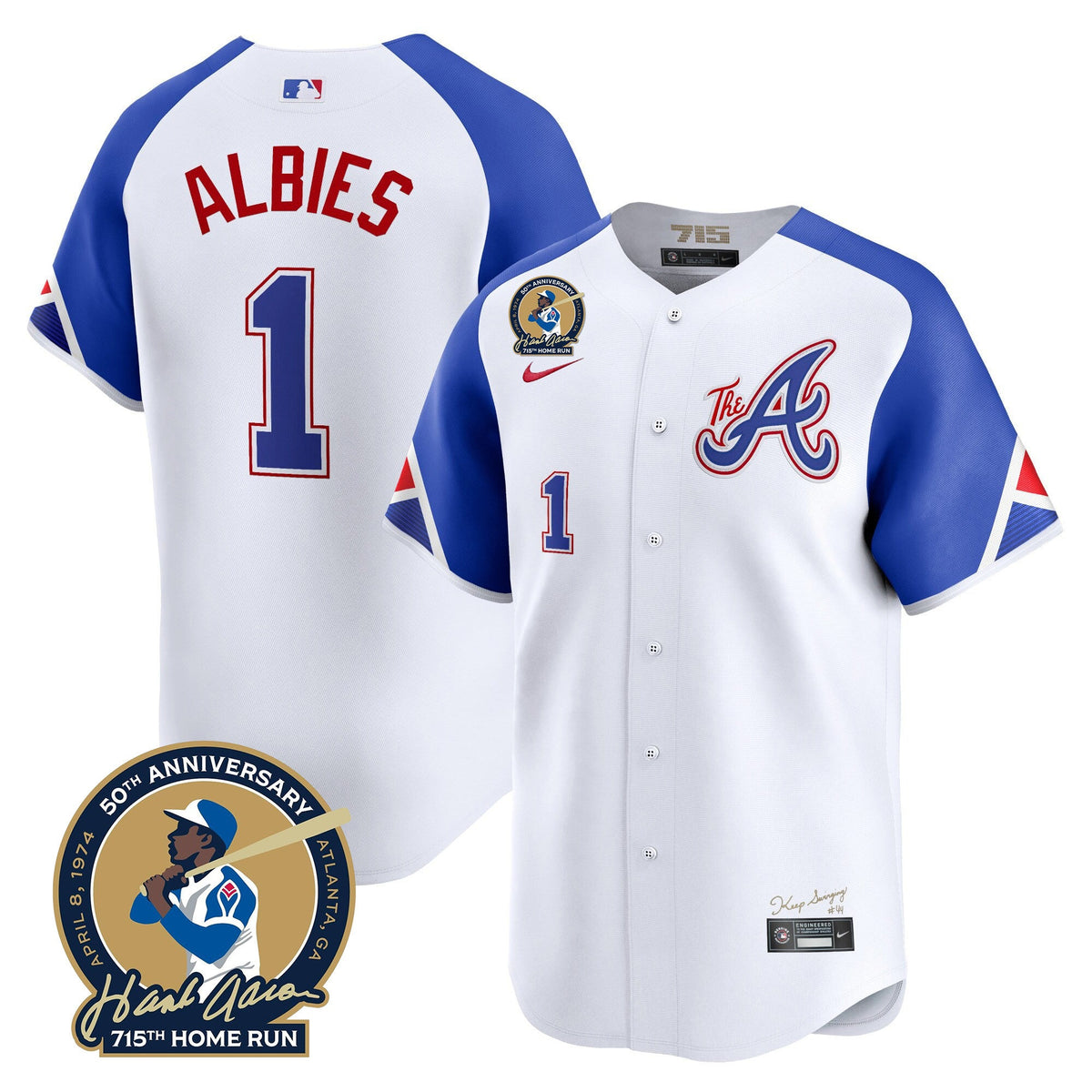  Atlanta Braves Hank Aaron 715th Home Run Patch Vapor Premier Limited Jersey V2 - All Stitched
