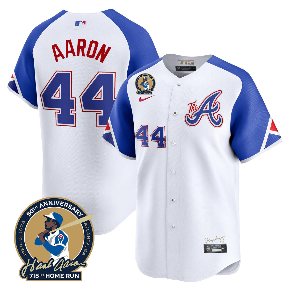  Atlanta Braves Hank Aaron 715th Home Run Patch Vapor Premier Limited Jersey V2 - All Stitched