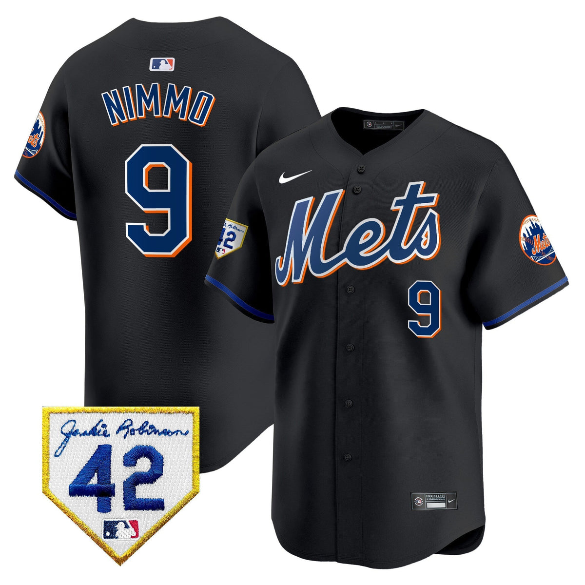 Men's New York Mets 2024 Jackie Robinson Patch Vapor Premier Limited Jersey - All Stitched