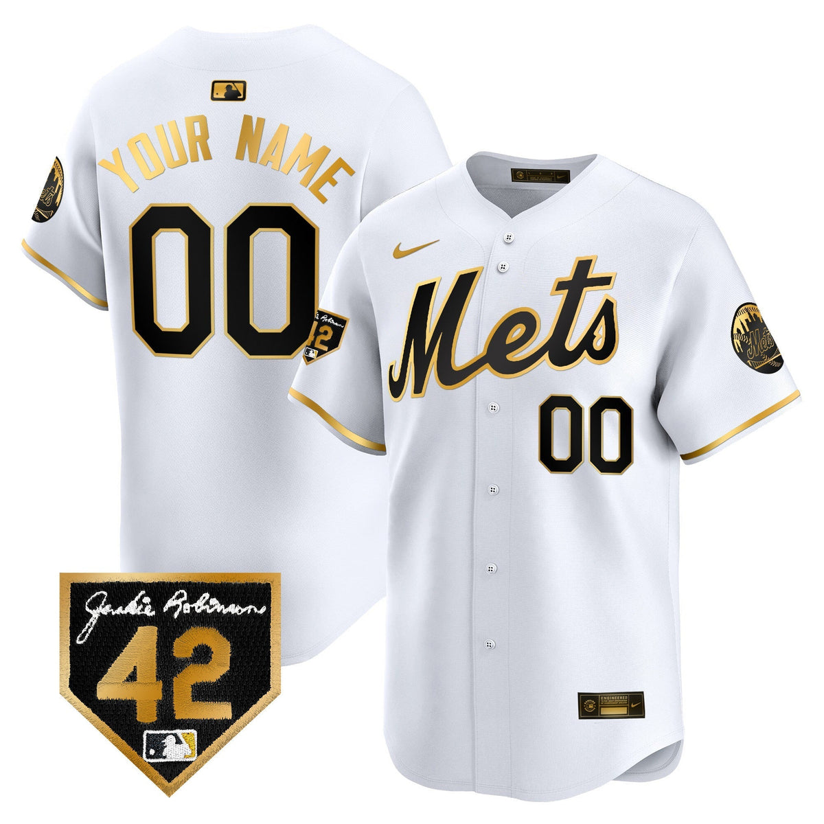 New York Mets 2024 Jackie Robinson Patch Vapor Premier Limited Custom Jersey - All Stitched