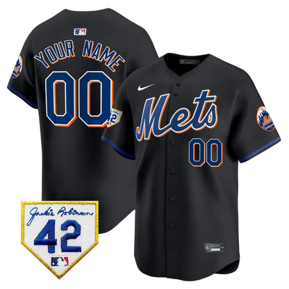New York Mets 2024 Jackie Robinson Patch Vapor Premier Limited Custom Jersey - All Stitched