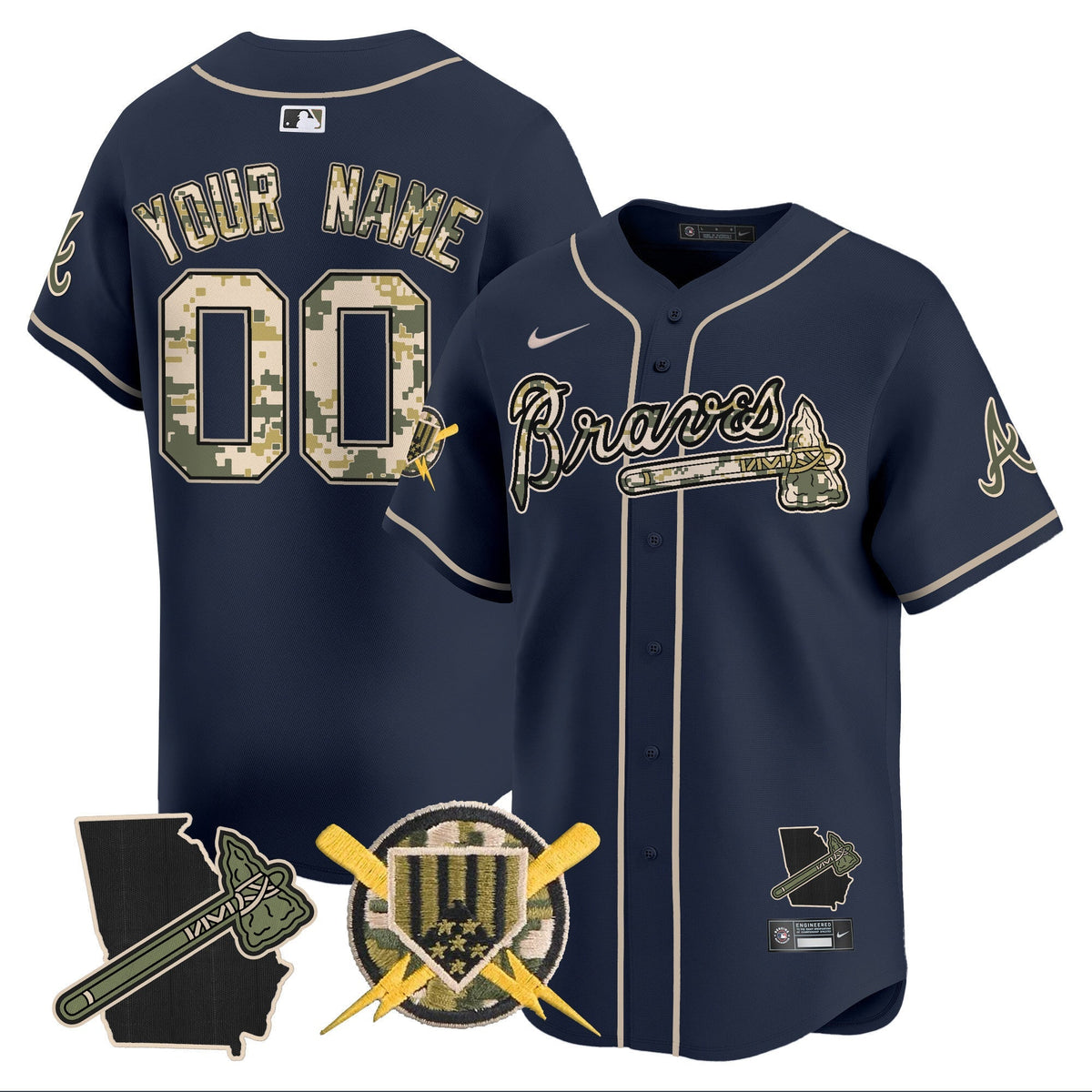 Atlanta Braves Armed Forces Day Vapor Premier Limited Custom Jersey - All Stitched