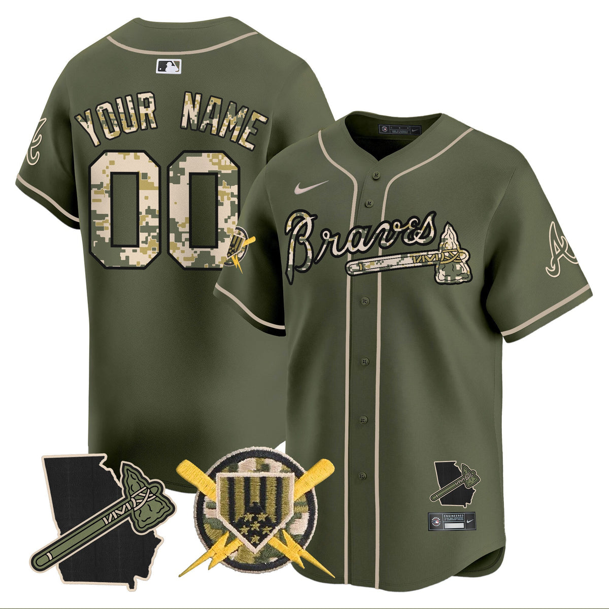 Atlanta Braves Armed Forces Day Vapor Premier Limited Custom Jersey - All Stitched