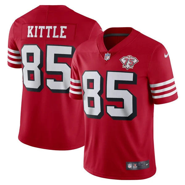 San Francisco 49Ers 75Th Anniversary Throwback Scarlet Jersey – All Stitched