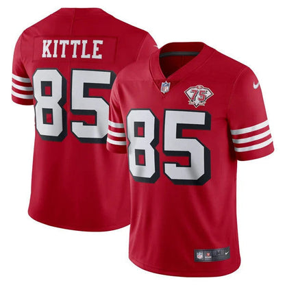 San Francisco 49Ers 75Th Anniversary Throwback Scarlet Jersey – All Stitched