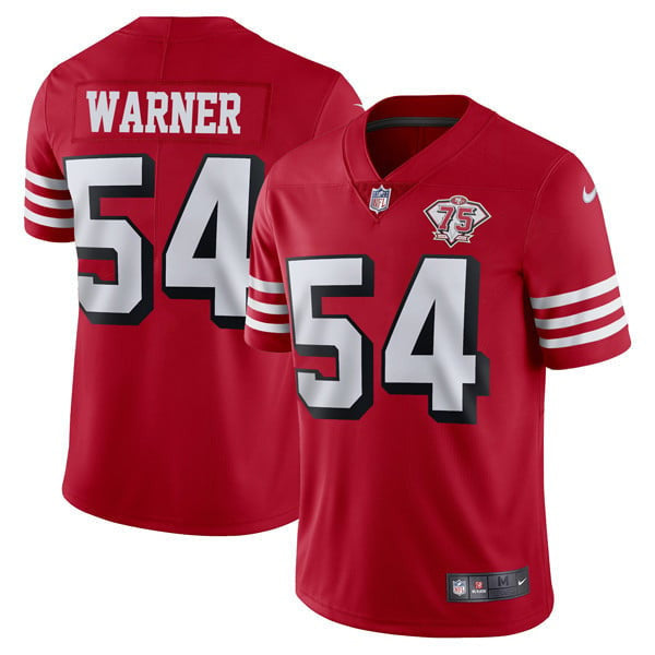 San Francisco 49Ers 75Th Anniversary Throwback Scarlet Jersey – All Stitched