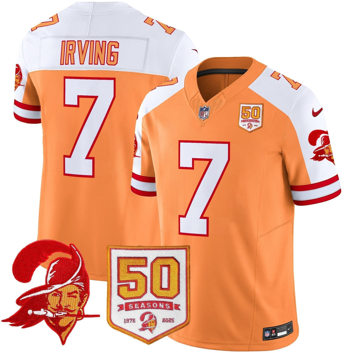 Men's Tampa Bay Buccaneers Throwback 50th Season Patch Vapor Limited Jersey - All Stitched