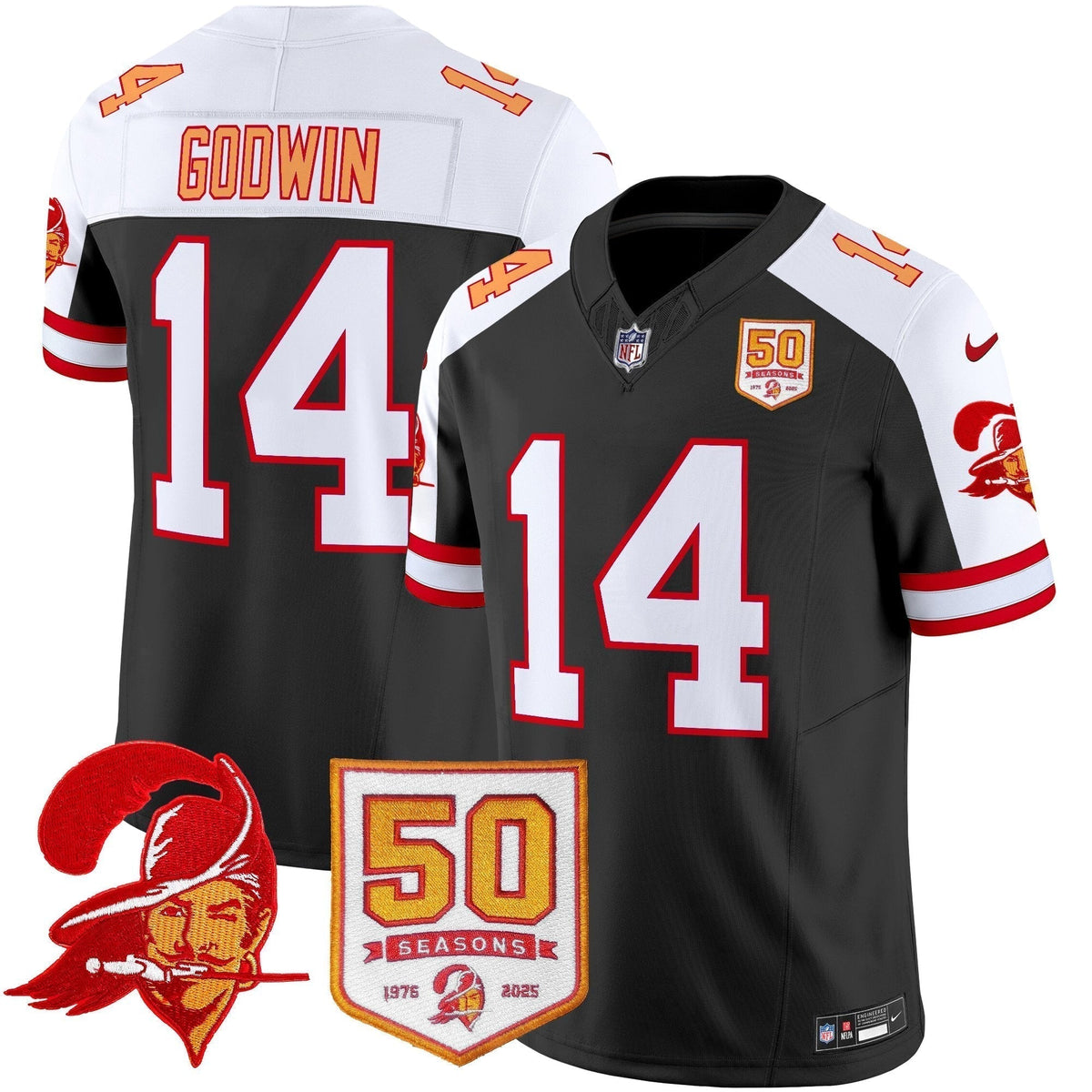Men's Tampa Bay Buccaneers Throwback 50th Season Patch Vapor Limited Jersey - All Stitched