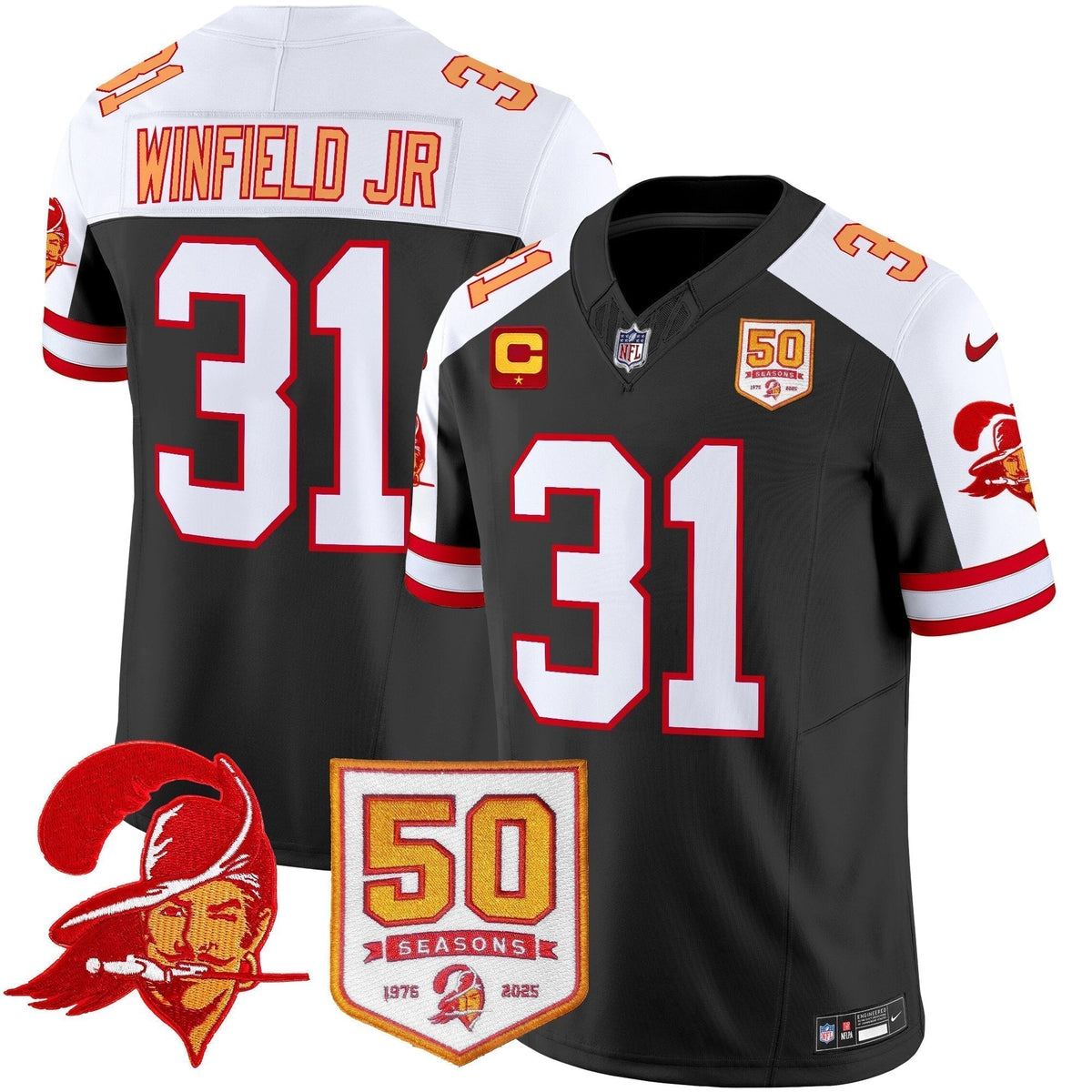 Men's Tampa Bay Buccaneers Throwback 50th Season Patch Vapor Limited Jersey - All Stitched