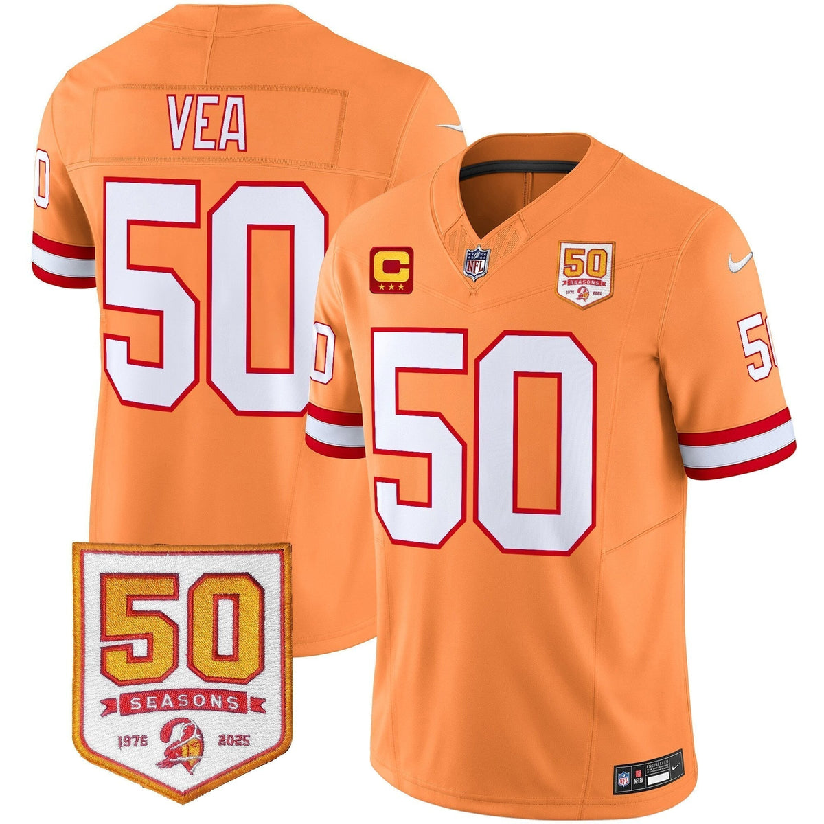 Men's Tampa Bay Buccaneers Throwback 50th Season Patch Vapor Limited Jersey - All Stitched