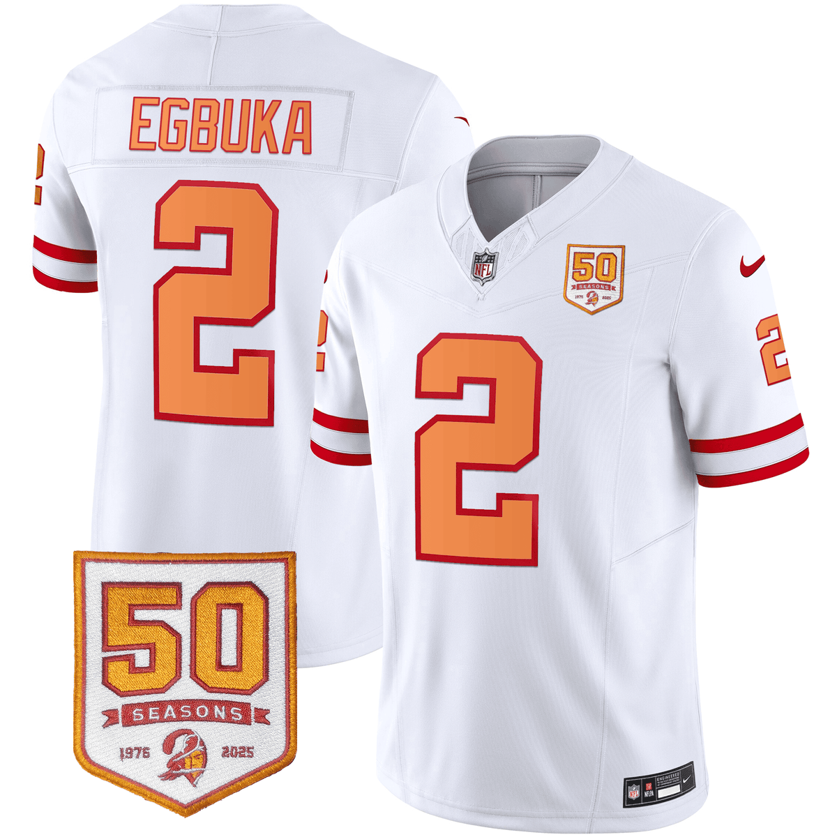 Men's Tampa Bay Buccaneers Throwback 50th Season Patch Vapor Limited Jersey - All Stitched
