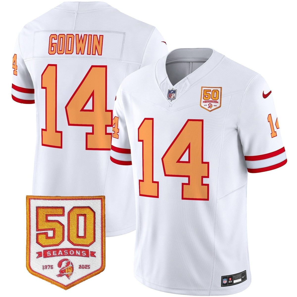 Men's Tampa Bay Buccaneers Throwback 50th Season Patch Vapor Limited Jersey - All Stitched