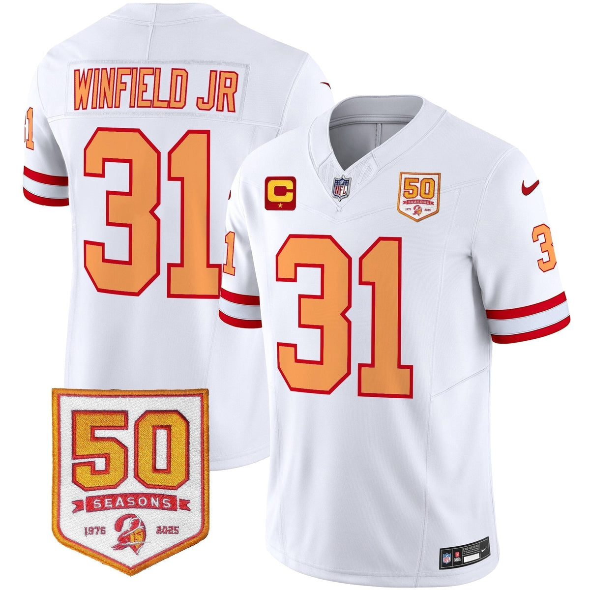 Men's Tampa Bay Buccaneers Throwback 50th Season Patch Vapor Limited Jersey - All Stitched