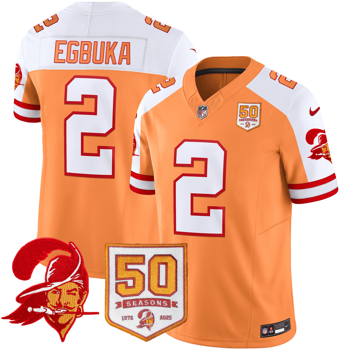 Men's Tampa Bay Buccaneers Throwback 50th Season Patch Vapor Limited Jersey - All Stitched