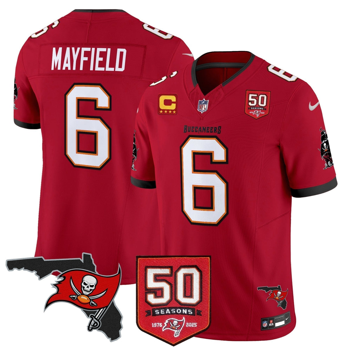 Men's Tampa Bay Buccaneers 50th Season Patch Vapor Limited Jersey - All Stitched