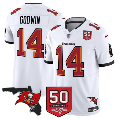Men's Tampa Bay Buccaneers 50th Season Patch Vapor Limited Jersey - All Stitched