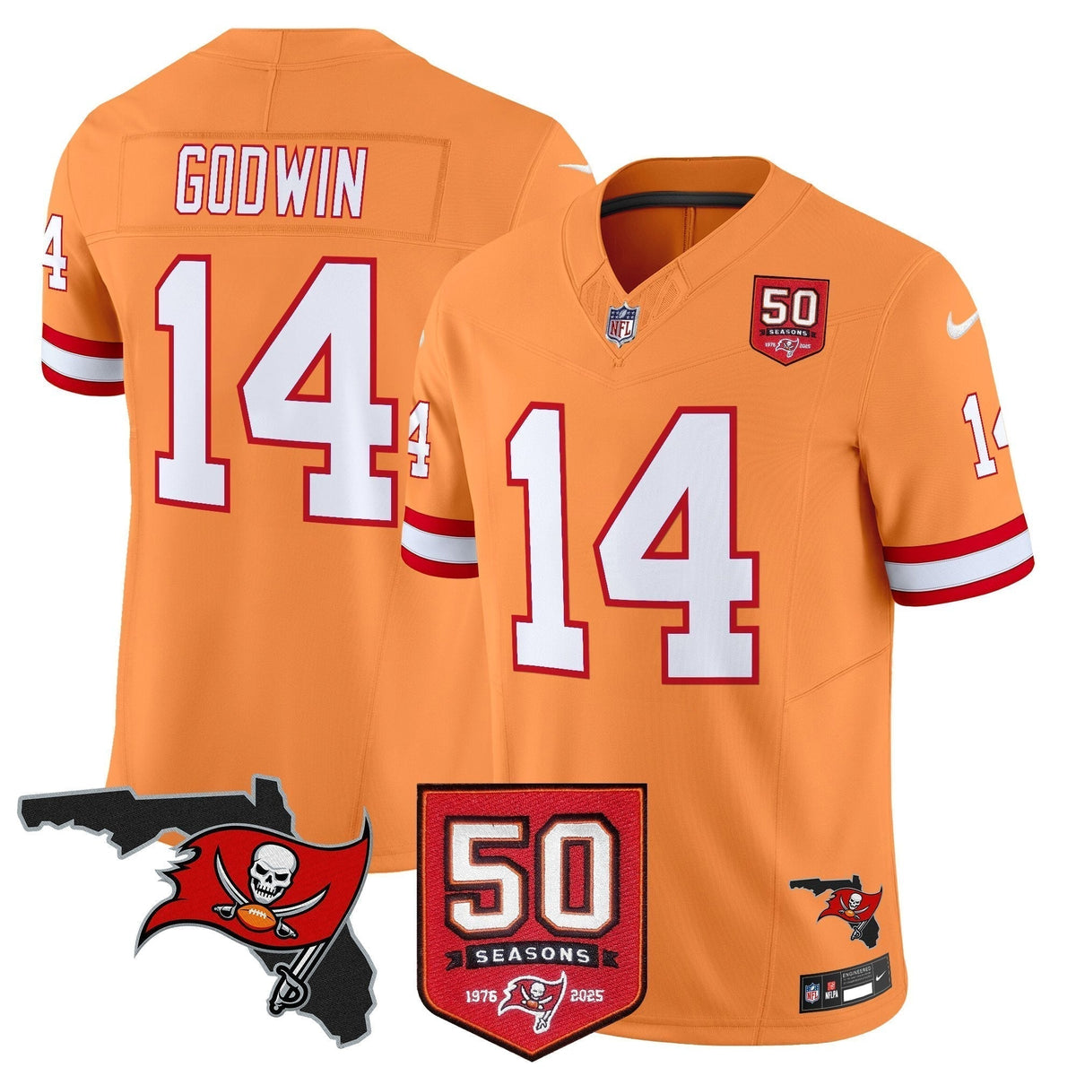 Men's Tampa Bay Buccaneers 50th Season Patch Vapor Limited Jersey - All Stitched