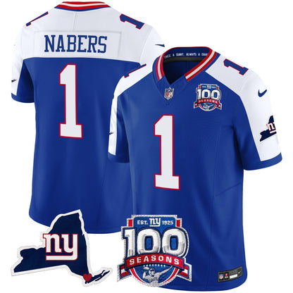 Men's New York Giants 100th Season & State Patch Vapor Limited Jersey - All Stitched