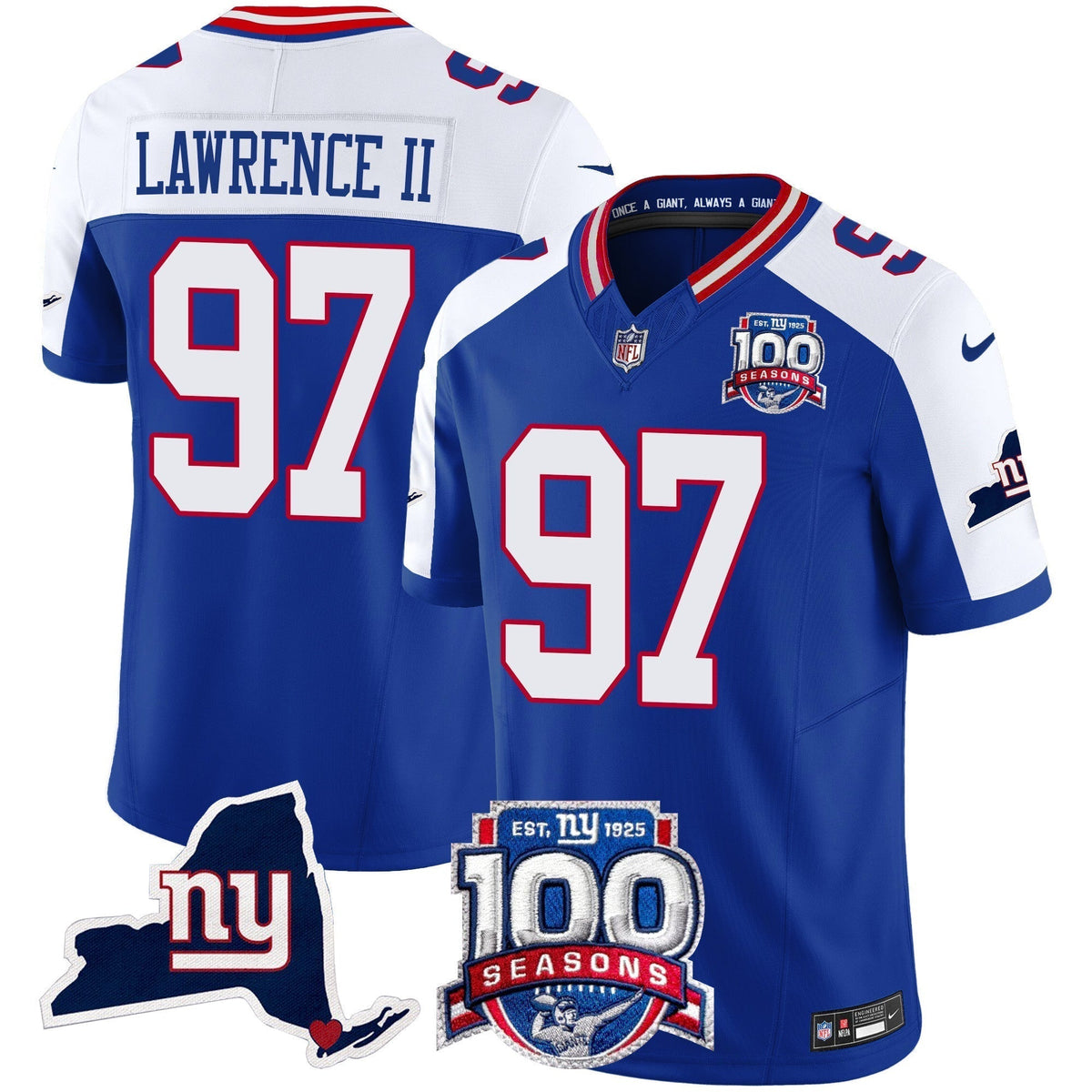 Men's New York Giants 100th Season & State Patch Vapor Limited Jersey - All Stitched