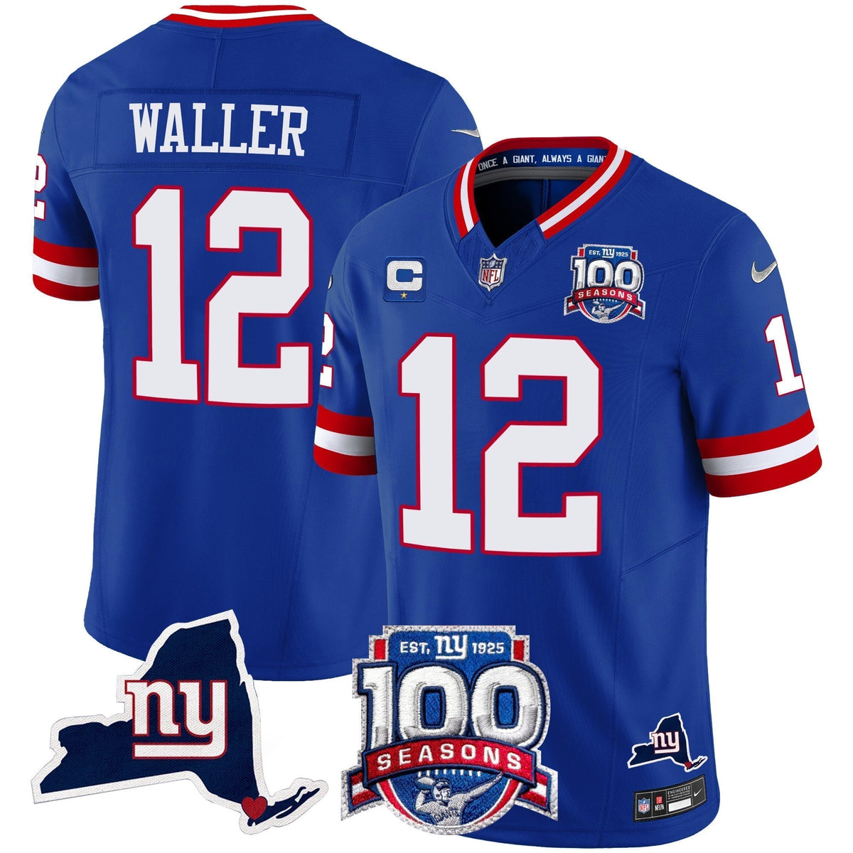 Men's New York Giants 100th Season & State Patch Vapor Limited Jersey - All Stitched