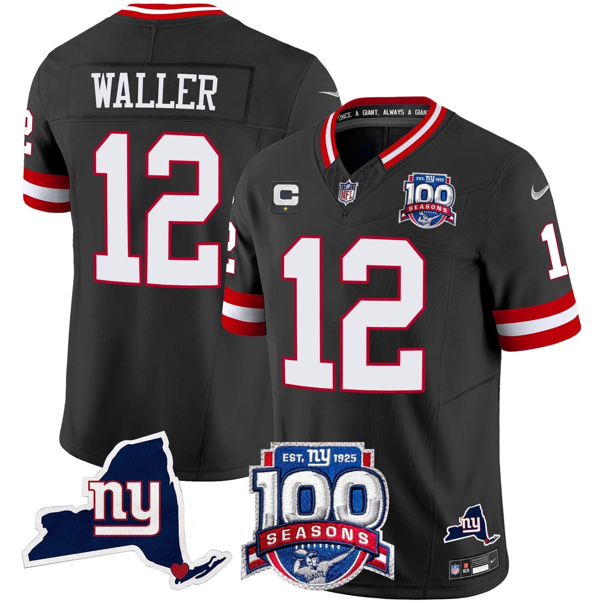 Men's New York Giants 100th Season & State Patch Vapor Limited Jersey - All Stitched