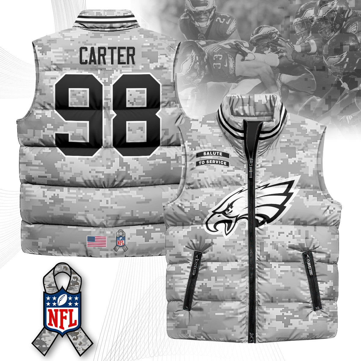 Philadelphia Eagles Salute To Service Puffer Vest